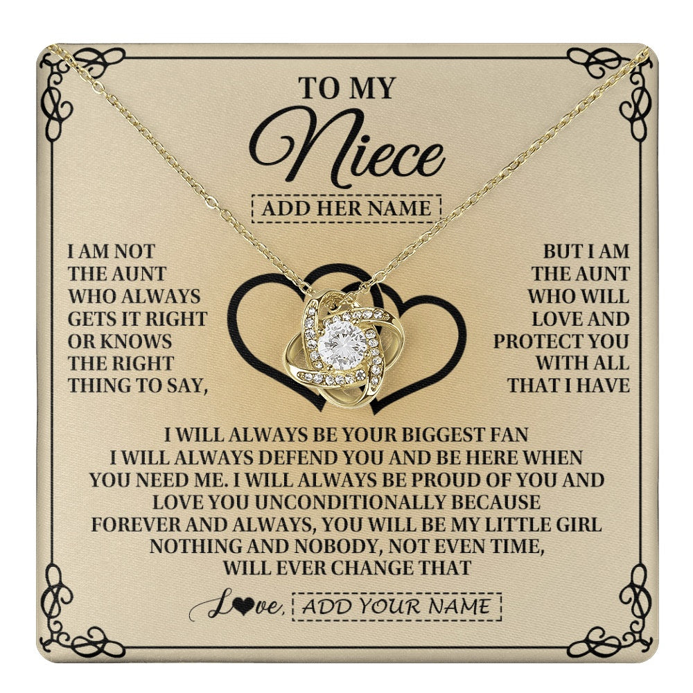Love Knot Necklace 18K Yellow Gold Finish | 1 | Personalized To My Niece Gifts From Aunt Niece Birthday Gifts Jewelry For Women Aunt Niece Pendant Necklace Christmas Custom Gift Box Message Card | teecentury.myshopify