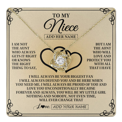 Love Knot Necklace 18K Yellow Gold Finish | 1 | Personalized To My Niece Gifts From Aunt Niece Birthday Gifts Jewelry For Women Aunt Niece Pendant Necklace Christmas Custom Gift Box Message Card | teecentury.myshopify