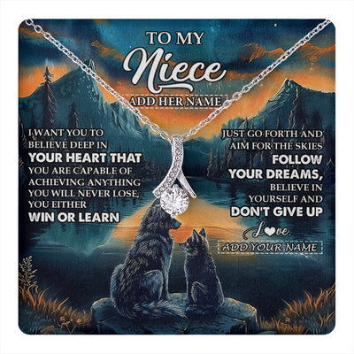 Alluring Beauty Necklace 14K White Gold Finish | 1 | Personalized To My Niece Gifts From Aunt Uncle Necklace Don't Give Up Wolf Gifts For Niece Birthday Graduation Christmas Customized Gift Box Message Card | teecentury