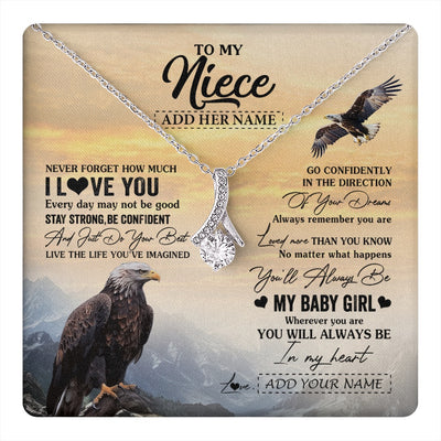 Alluring Beauty Necklace 14K White Gold Finish | 1 | Personalized To My Niece Gifts From Aunt Uncle Necklace Eagle Never Forget How Much I Love You Niece Birthday Graduation Christmas Gift Box Message Card | teecentury.myshopify