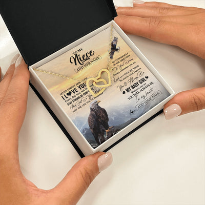 Interlocking Hearts Necklace 18K Yellow Gold Finish | 2 | Personalized To My Niece Gifts From Aunt Uncle Necklace Eagle Never Forget How Much I Love You Niece Birthday Graduation Christmas Gift Box Message Card | teecentury.myshopify