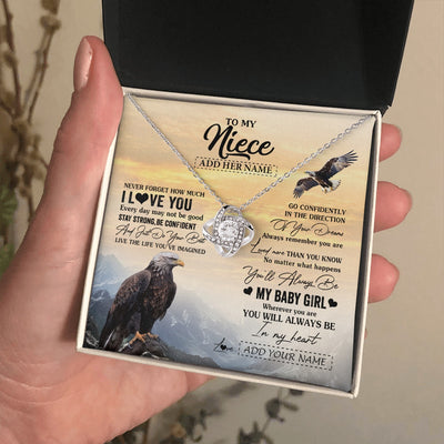 Love Knot Necklace 14K White Gold Finish | 2 | Personalized To My Niece Gifts From Aunt Uncle Necklace Eagle Never Forget How Much I Love You Niece Birthday Graduation Christmas Gift Box Message Card | teecentury.myshopify
