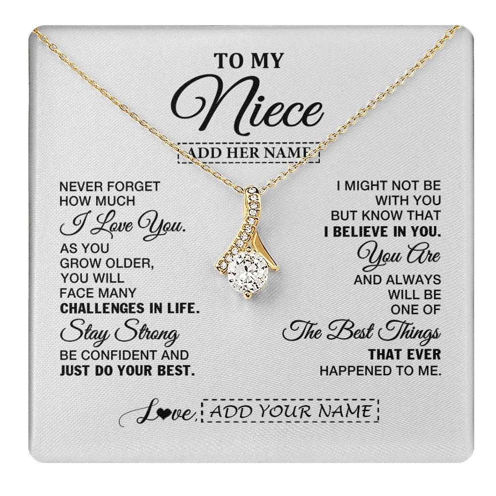 Alluring Beauty Necklace 18K Yellow Gold Finish | 1 | Personalized To My Niece Gifts From Aunt Uncle Necklace I Love You Thoughtful Keepsake Gift Niece Birthday Graduation Christmas Custom Gift Box Message Card | https://teecentury.
