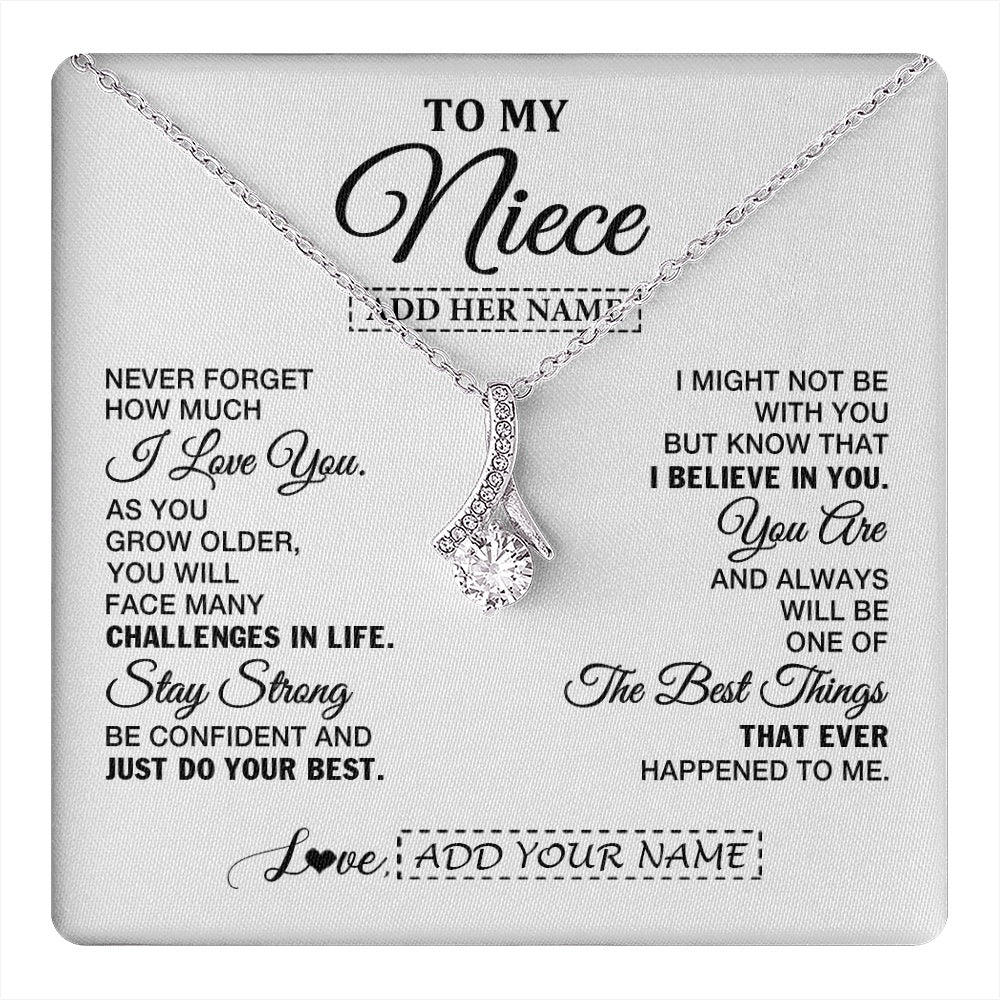 Alluring Beauty Necklace 14K White Gold Finish | 1 | Personalized To My Niece Gifts From Aunt Uncle Necklace I Love You Thoughtful Keepsake Gift Niece Birthday Graduation Christmas Custom Gift Box Message Card | https://teecentury.