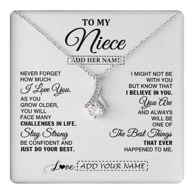 Alluring Beauty Necklace 14K White Gold Finish | 1 | Personalized To My Niece Gifts From Aunt Uncle Necklace I Love You Thoughtful Keepsake Gift Niece Birthday Graduation Christmas Custom Gift Box Message Card | https://teecentury.