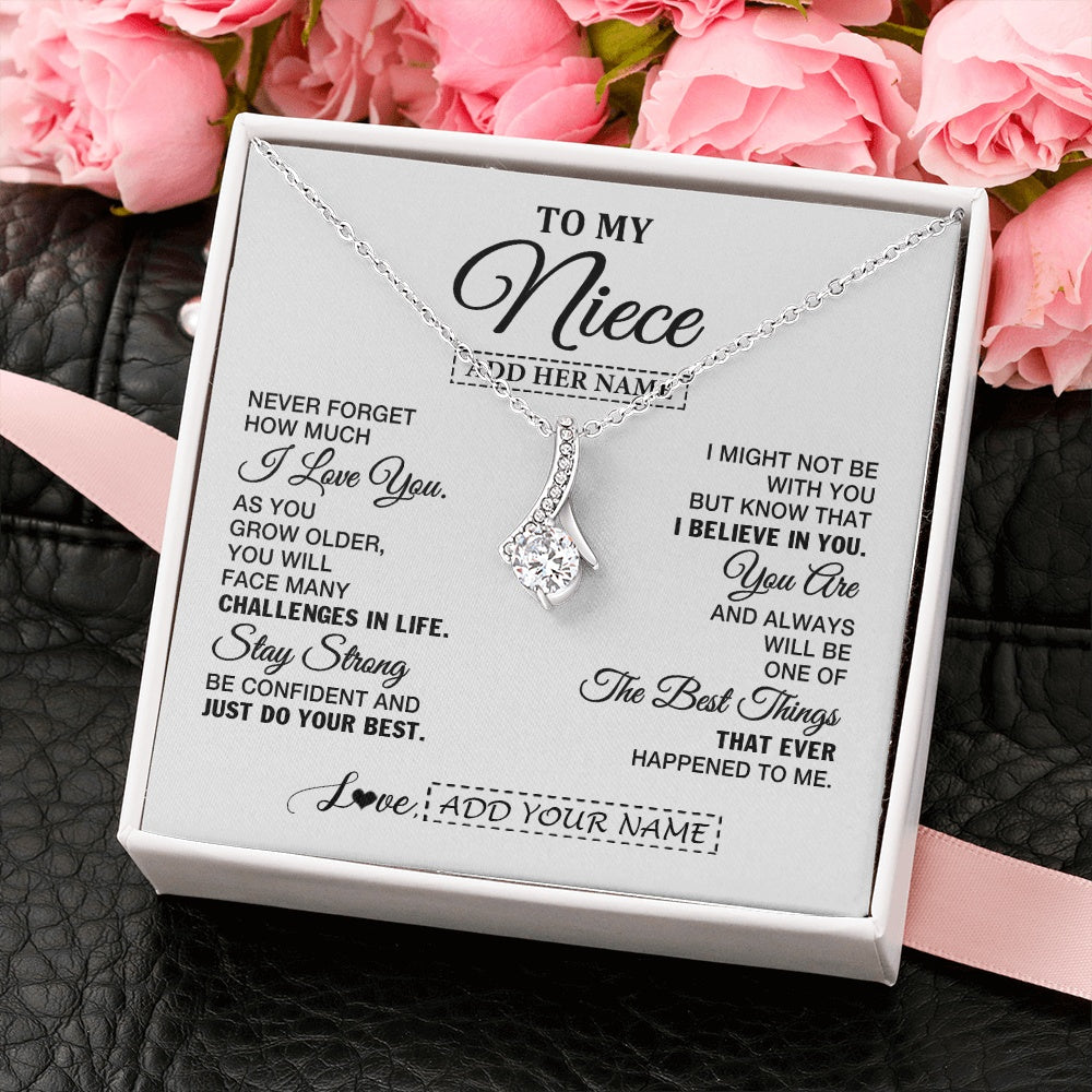 Alluring Beauty Necklace 14K White Gold Finish | 2 | Personalized To My Niece Gifts From Aunt Uncle Necklace I Love You Thoughtful Keepsake Gift Niece Birthday Graduation Christmas Custom Gift Box Message Card | https://teecentury.