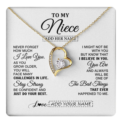 Forever Love Necklace 18K Yellow Gold Finish | 1 | Personalized To My Niece Gifts From Aunt Uncle Necklace I Love You Thoughtful Keepsake Gift Niece Birthday Graduation Christmas Custom Gift Box Message Card | https://teecentury.