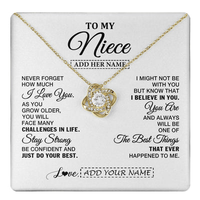 Love Knot Necklace 18K Yellow Gold Finish | 1 | Personalized To My Niece Gifts From Aunt Uncle Necklace I Love You Thoughtful Keepsake Gift Niece Birthday Graduation Christmas Custom Gift Box Message Card | https://teecentury.