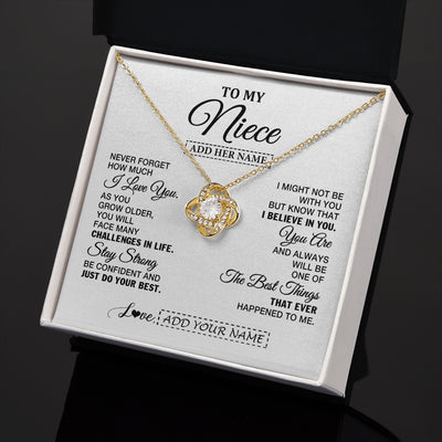 Love Knot Necklace 18K Yellow Gold Finish | 2 | Personalized To My Niece Gifts From Aunt Uncle Necklace I Love You Thoughtful Keepsake Gift Niece Birthday Graduation Christmas Custom Gift Box Message Card | https://teecentury.
