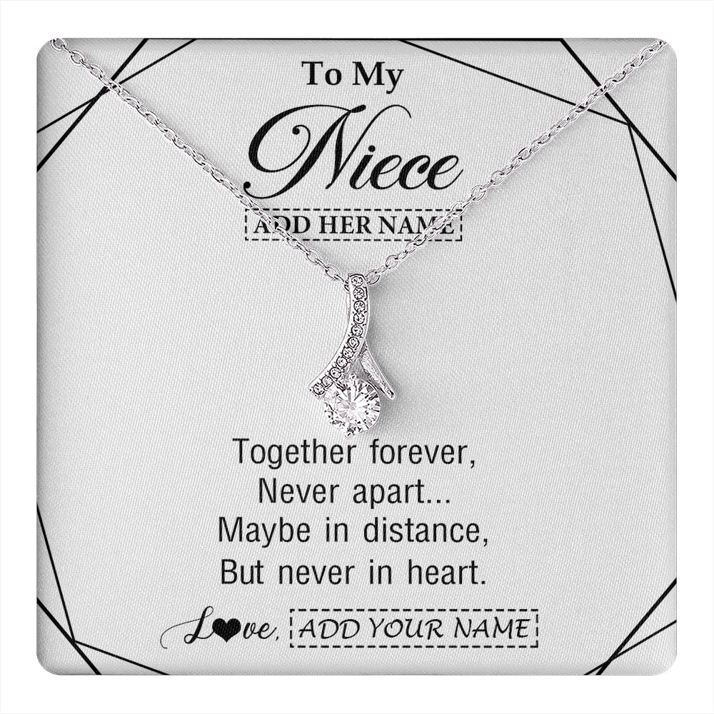 Alluring Beauty Necklace 14K White Gold Finish | 1 | Personalized To My Niece Gifts From Aunt Uncle Necklace Together Forever With Heartfelt Message Niece Birthday Graduation Christmas Gift Box Message Card | https://teecentury.