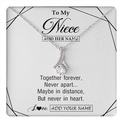 Alluring Beauty Necklace 14K White Gold Finish | 1 | Personalized To My Niece Gifts From Aunt Uncle Necklace Together Forever With Heartfelt Message Niece Birthday Graduation Christmas Gift Box Message Card | https://teecentury.