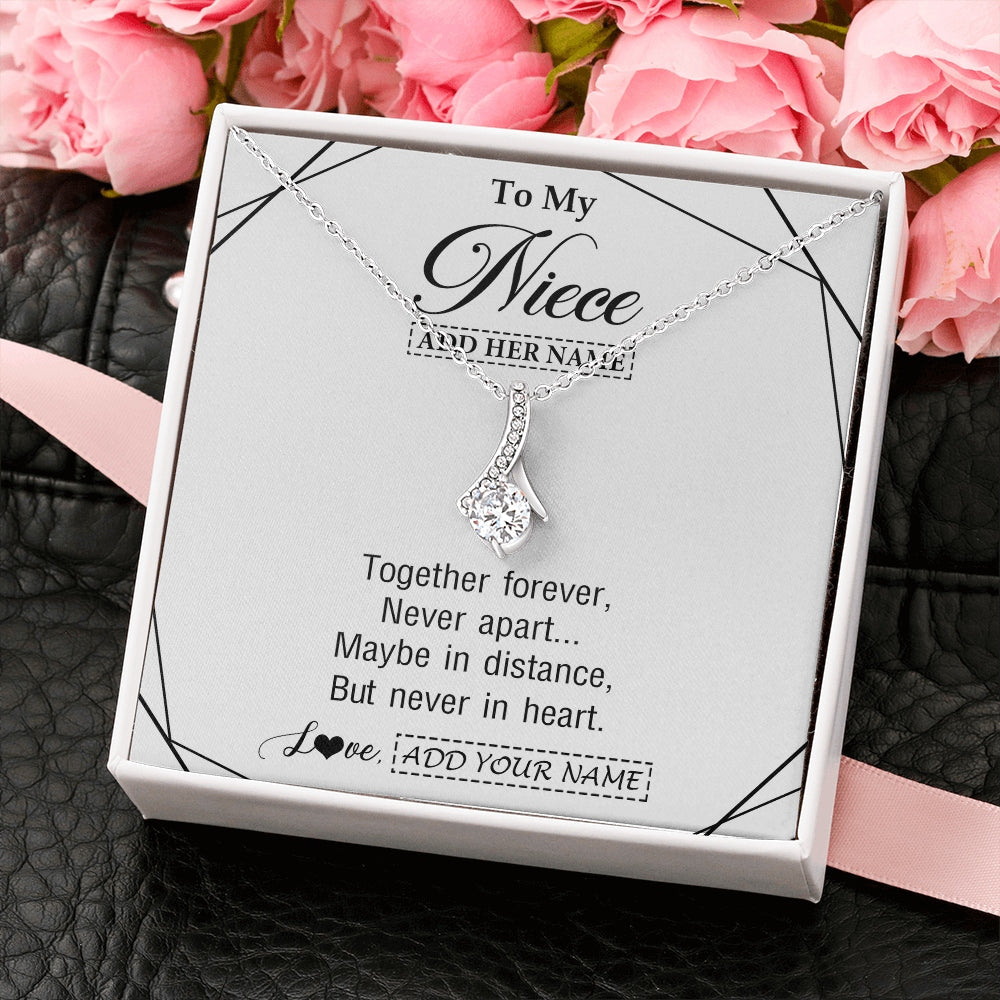 Alluring Beauty Necklace 14K White Gold Finish | 2 | Personalized To My Niece Gifts From Aunt Uncle Necklace Together Forever With Heartfelt Message Niece Birthday Graduation Christmas Gift Box Message Card | https://teecentury.
