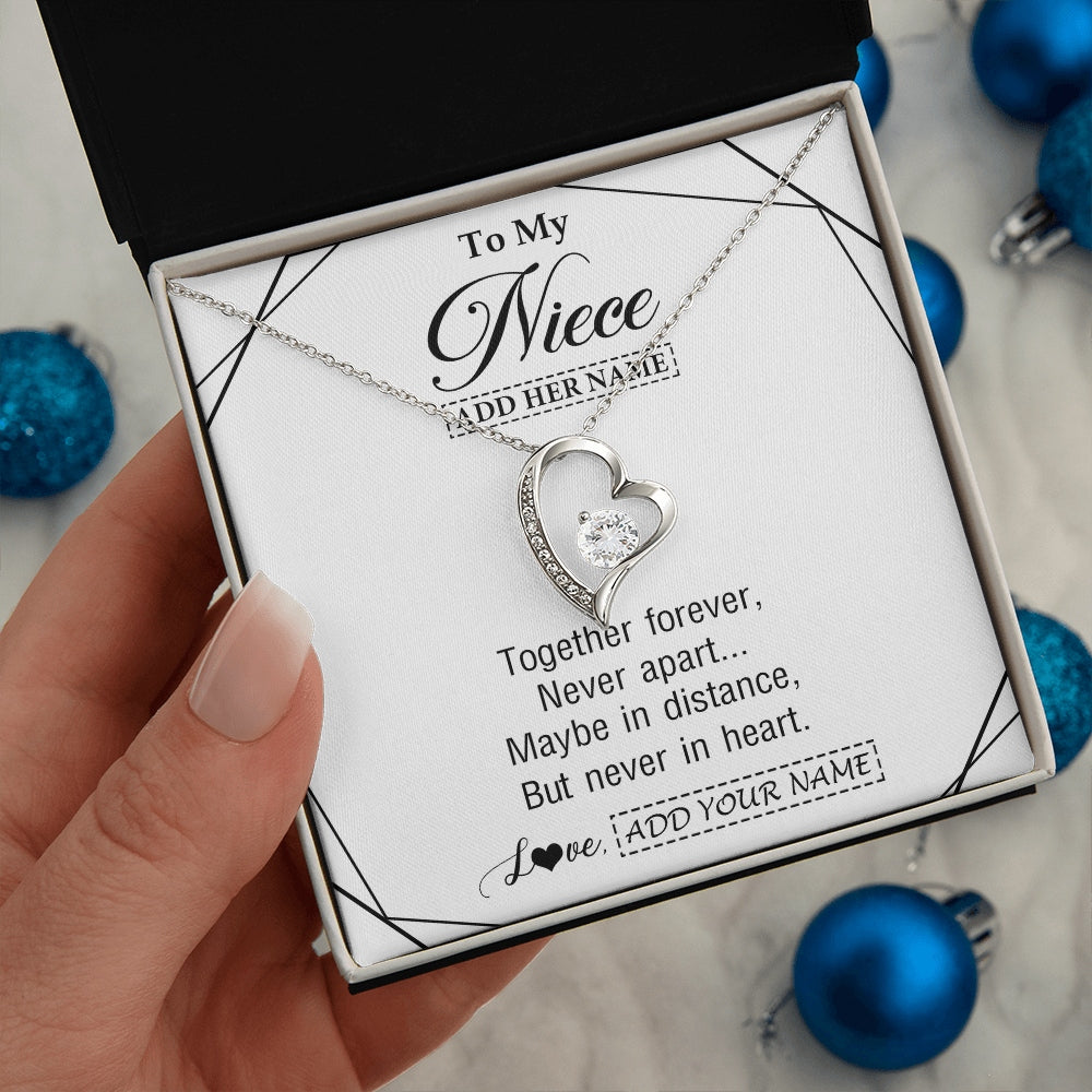 Forever Love Necklace 14K White Gold Finish | 2 | Personalized To My Niece Gifts From Aunt Uncle Necklace Together Forever With Heartfelt Message Niece Birthday Graduation Christmas Gift Box Message Card | https://teecentury.