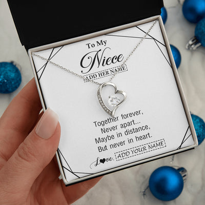 Forever Love Necklace 14K White Gold Finish | 2 | Personalized To My Niece Gifts From Aunt Uncle Necklace Together Forever With Heartfelt Message Niece Birthday Graduation Christmas Gift Box Message Card | https://teecentury.