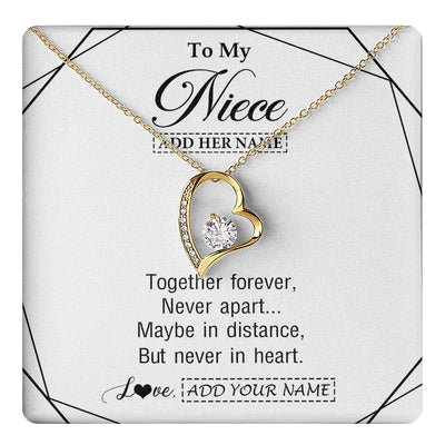 Forever Love Necklace 18K Yellow Gold Finish | 1 | Personalized To My Niece Gifts From Aunt Uncle Necklace Together Forever With Heartfelt Message Niece Birthday Graduation Christmas Gift Box Message Card | https://teecentury.