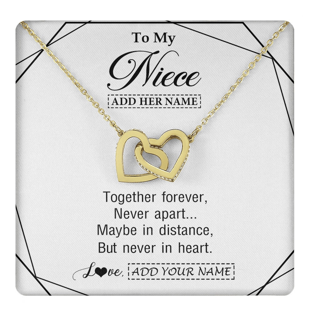 Interlocking Hearts Necklace 18K Yellow Gold Finish | 1 | Personalized To My Niece Gifts From Aunt Uncle Necklace Together Forever With Heartfelt Message Niece Birthday Graduation Christmas Gift Box Message Card | https://teecentury.