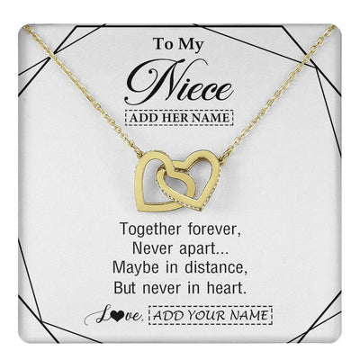 Interlocking Hearts Necklace 18K Yellow Gold Finish | 1 | Personalized To My Niece Gifts From Aunt Uncle Necklace Together Forever With Heartfelt Message Niece Birthday Graduation Christmas Gift Box Message Card | https://teecentury.