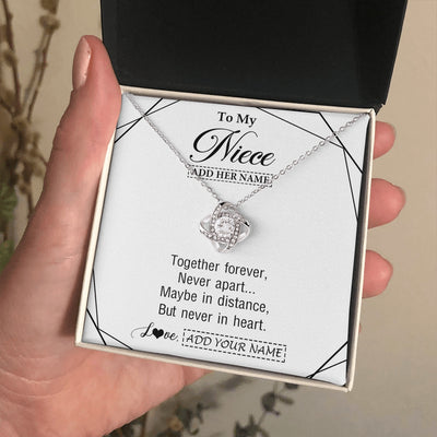 Love Knot Necklace 14K White Gold Finish | 2 | Personalized To My Niece Gifts From Aunt Uncle Necklace Together Forever With Heartfelt Message Niece Birthday Graduation Christmas Gift Box Message Card | https://teecentury.
