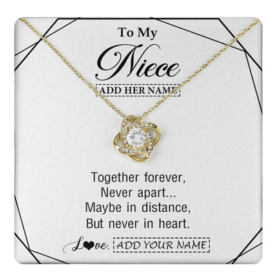 Love Knot Necklace 18K Yellow Gold Finish | 1 | Personalized To My Niece Gifts From Aunt Uncle Necklace Together Forever With Heartfelt Message Niece Birthday Graduation Christmas Gift Box Message Card | https://teecentury.