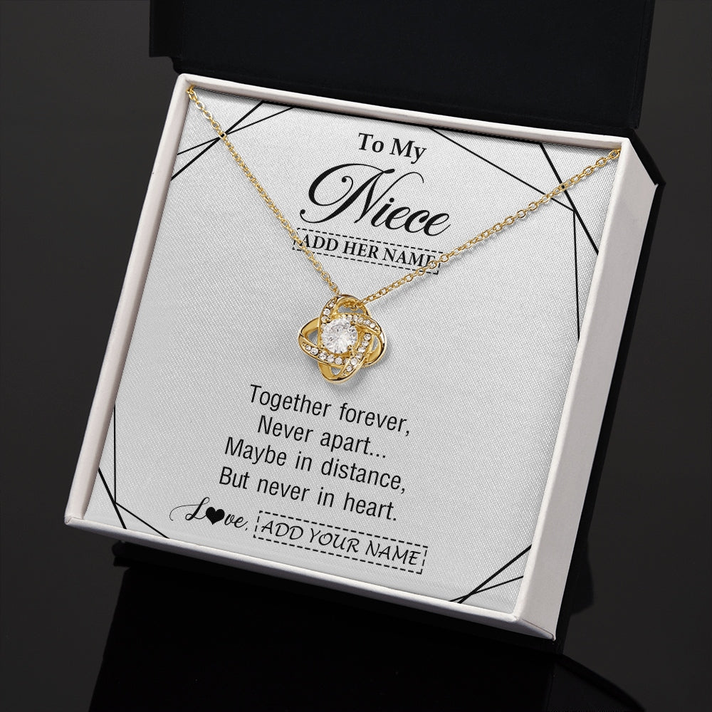 Love Knot Necklace 18K Yellow Gold Finish | 2 | Personalized To My Niece Gifts From Aunt Uncle Necklace Together Forever With Heartfelt Message Niece Birthday Graduation Christmas Gift Box Message Card | https://teecentury.