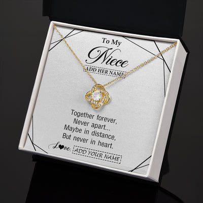 Love Knot Necklace 18K Yellow Gold Finish | 2 | Personalized To My Niece Gifts From Aunt Uncle Necklace Together Forever With Heartfelt Message Niece Birthday Graduation Christmas Gift Box Message Card | https://teecentury.