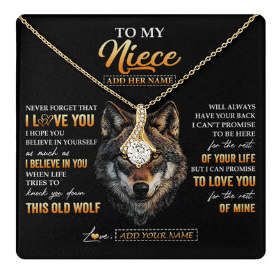 Alluring Beauty Necklace 18K Yellow Gold Finish | 1 | Personalized To My Niece Gifts From Uncle Aunt Auntie Necklace Old Wolf Love You Niece Birthday Gifts Graduation Christmas Customized Gift Box Message Card | teecentury