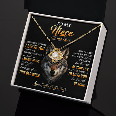 Love Knot Necklace 18K Yellow Gold Finish | 2 | Personalized To My Niece Gifts From Uncle Aunt Auntie Necklace Old Wolf Love You Niece Birthday Gifts Graduation Christmas Customized Gift Box Message Card | teecentury