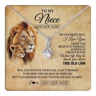 Alluring Beauty Necklace 14K White Gold Finish | 1 | Personalized To My Niece Gifts From Uncle Lion Necklace I Love You Niece Birthday Gifts From Uncle Graduation Christmas Customized Gift Box Message Card | teecentury.myshopify