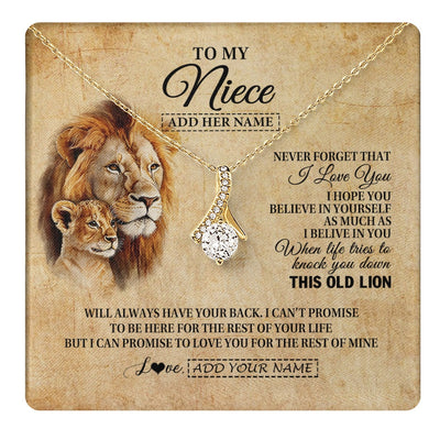 Alluring Beauty Necklace 18K Yellow Gold Finish | 1 | Personalized To My Niece Gifts From Uncle Lion Necklace I Love You Niece Birthday Gifts From Uncle Graduation Christmas Customized Gift Box Message Card | teecentury.myshopify