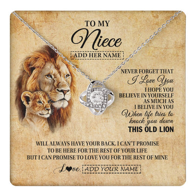 Love Knot Necklace 14K White Gold Finish | 1 | Personalized To My Niece Gifts From Uncle Lion Necklace I Love You Niece Birthday Gifts From Uncle Graduation Christmas Customized Gift Box Message Card | teecentury.myshopify