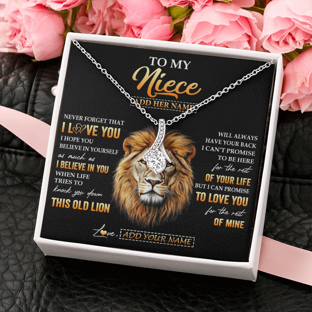 Alluring Beauty Necklace 14K White Gold Finish | 2 | Personalized To My Niece Gifts From Uncle Necklace Old Lion Love You Niece Birthday Gifts Graduation Christmas Customized Gift Box Message Card | teecentury.myshopify