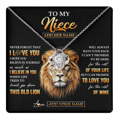Love Knot Necklace 14K White Gold Finish | 1 | Personalized To My Niece Gifts From Uncle Necklace Old Lion Love You Niece Birthday Gifts Graduation Christmas Customized Gift Box Message Card | teecentury.myshopify