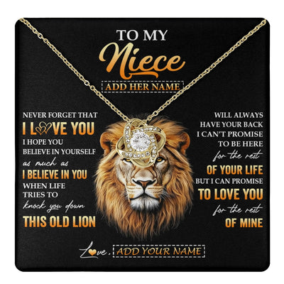 Love Knot Necklace 18K Yellow Gold Finish | 1 | Personalized To My Niece Gifts From Uncle Necklace Old Lion Love You Niece Birthday Gifts Graduation Christmas Customized Gift Box Message Card | teecentury.myshopify
