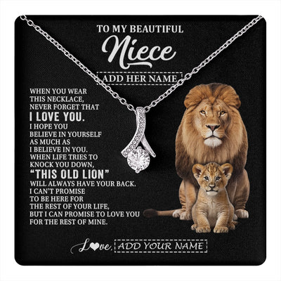 Alluring Beauty Necklace 14K White Gold Finish | 1 | Personalized To My Niece Gifts From Uncle Necklace This Old Lion Love You Niece Birthday Gifts Graduation Christmas Jewelry Customized Gift Box Message Card | https://teecentury.