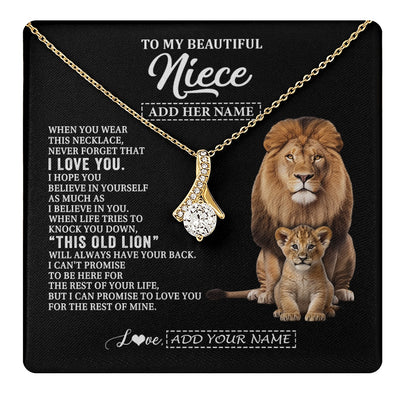 Alluring Beauty Necklace 18K Yellow Gold Finish | 1 | Personalized To My Niece Gifts From Uncle Necklace This Old Lion Love You Niece Birthday Gifts Graduation Christmas Jewelry Customized Gift Box Message Card | https://teecentury.