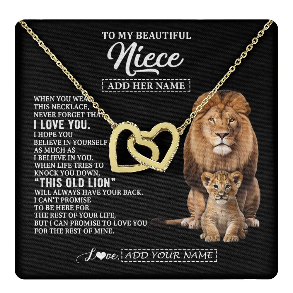 Interlocking Hearts Necklace 18K Yellow Gold Finish | 1 | Personalized To My Niece Gifts From Uncle Necklace This Old Lion Love You Niece Birthday Gifts Graduation Christmas Jewelry Customized Gift Box Message Card | https://teecentury.