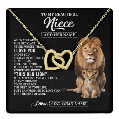 Interlocking Hearts Necklace 18K Yellow Gold Finish | 1 | Personalized To My Niece Gifts From Uncle Necklace This Old Lion Love You Niece Birthday Gifts Graduation Christmas Jewelry Customized Gift Box Message Card | https://teecentury.