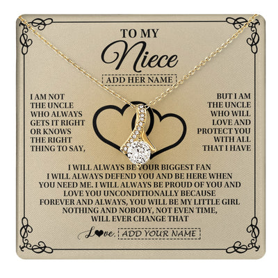 Alluring Beauty Necklace 18K Yellow Gold Finish | 1 | Personalized To My Niece Gifts From Uncle Niece Birthday Gifts Jewelry For Women Uncle Niece Pendant Necklace Christmas Custom Gift Box Message Card | teecentury.myshopify