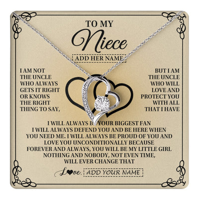 Forever Love Necklace 14K White Gold Finish | 1 | Personalized To My Niece Gifts From Uncle Niece Birthday Gifts Jewelry For Women Uncle Niece Pendant Necklace Christmas Custom Gift Box Message Card | teecentury.myshopify