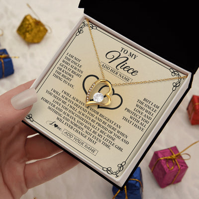 Forever Love Necklace 18K Yellow Gold Finish | 2 | Personalized To My Niece Gifts From Uncle Niece Birthday Gifts Jewelry For Women Uncle Niece Pendant Necklace Christmas Custom Gift Box Message Card | teecentury.myshopify