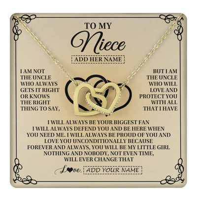 Interlocking Hearts Necklace 18K Yellow Gold Finish | 1 | Personalized To My Niece Gifts From Uncle Niece Birthday Gifts Jewelry For Women Uncle Niece Pendant Necklace Christmas Custom Gift Box Message Card | teecentury.myshopify