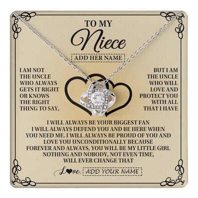 Love Knot Necklace 14K White Gold Finish | 1 | Personalized To My Niece Gifts From Uncle Niece Birthday Gifts Jewelry For Women Uncle Niece Pendant Necklace Christmas Custom Gift Box Message Card | teecentury.myshopify