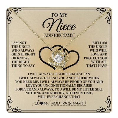 Love Knot Necklace 18K Yellow Gold Finish | 1 | Personalized To My Niece Gifts From Uncle Niece Birthday Gifts Jewelry For Women Uncle Niece Pendant Necklace Christmas Custom Gift Box Message Card | teecentury.myshopify