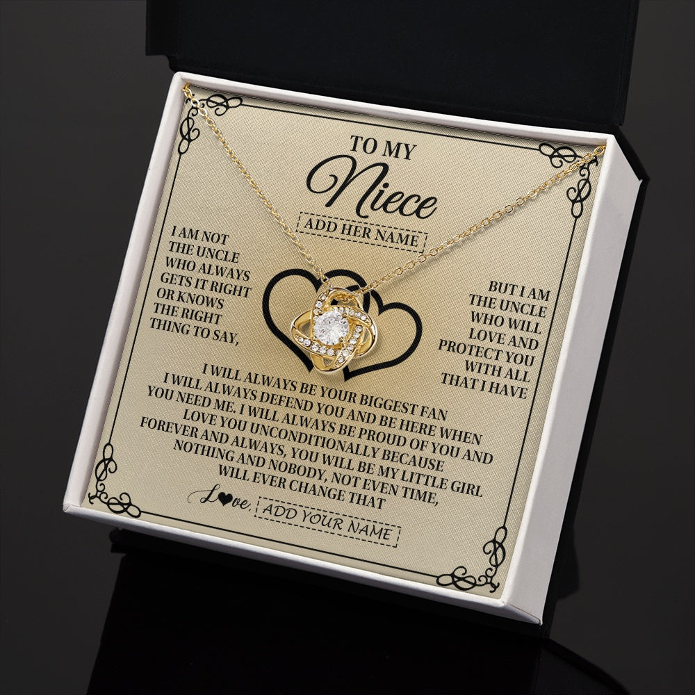 Love Knot Necklace 18K Yellow Gold Finish | 2 | Personalized To My Niece Gifts From Uncle Niece Birthday Gifts Jewelry For Women Uncle Niece Pendant Necklace Christmas Custom Gift Box Message Card | teecentury.myshopify