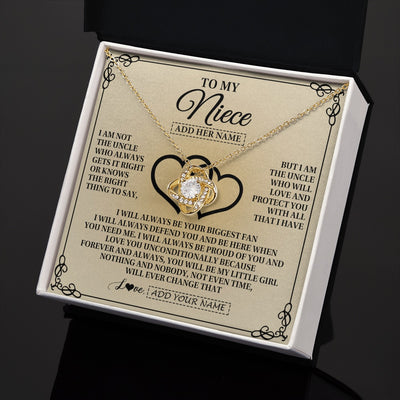 Love Knot Necklace 18K Yellow Gold Finish | 2 | Personalized To My Niece Gifts From Uncle Niece Birthday Gifts Jewelry For Women Uncle Niece Pendant Necklace Christmas Custom Gift Box Message Card | teecentury.myshopify
