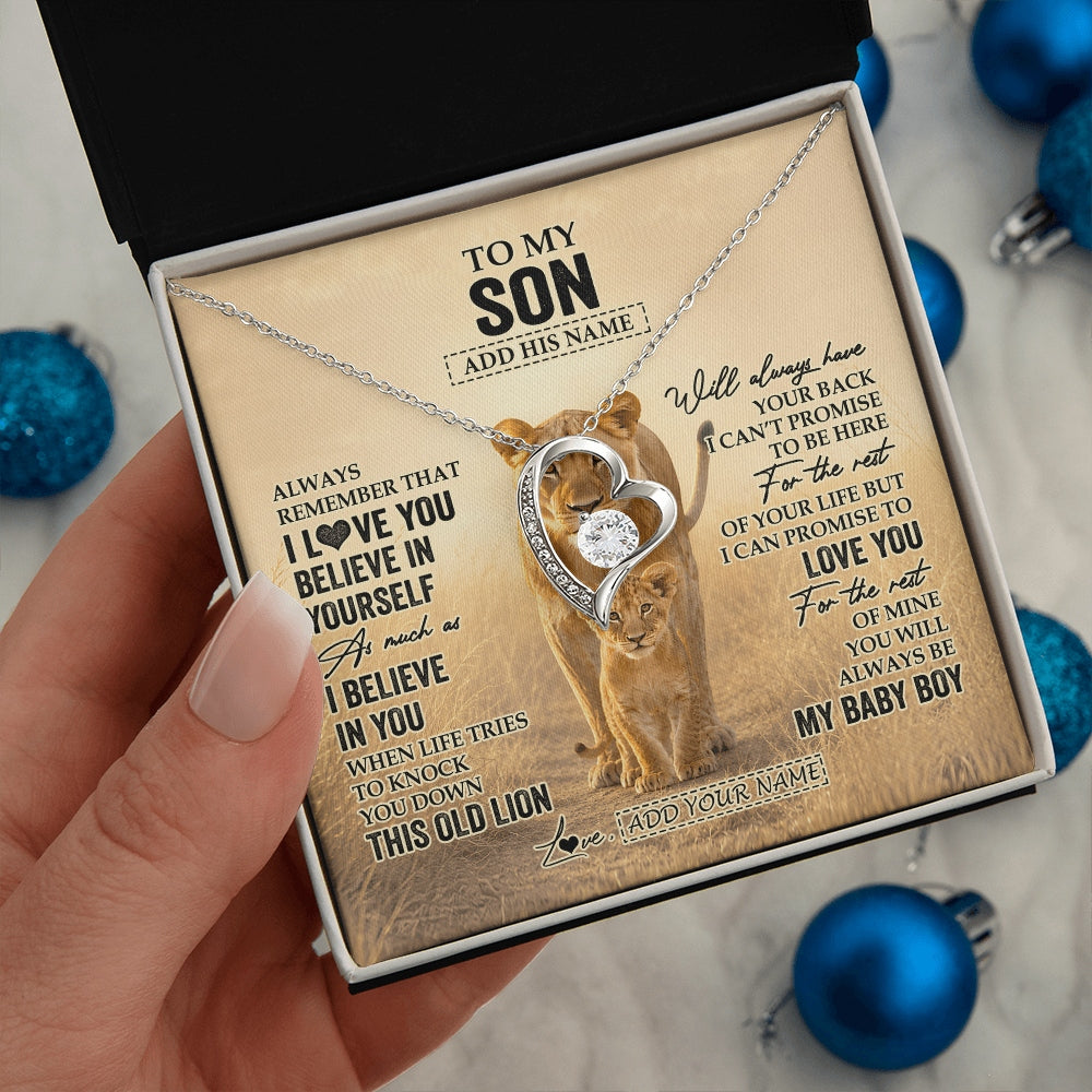 Forever Love Necklace 14K White Gold Finish | 2 | Personalized To My Niece Gifts Necklace From Aunt Auntie Always Remember Lion Gifts For Niece Birthday Graduation Christmas Custom Gift Box Message Card | https://teecentury.