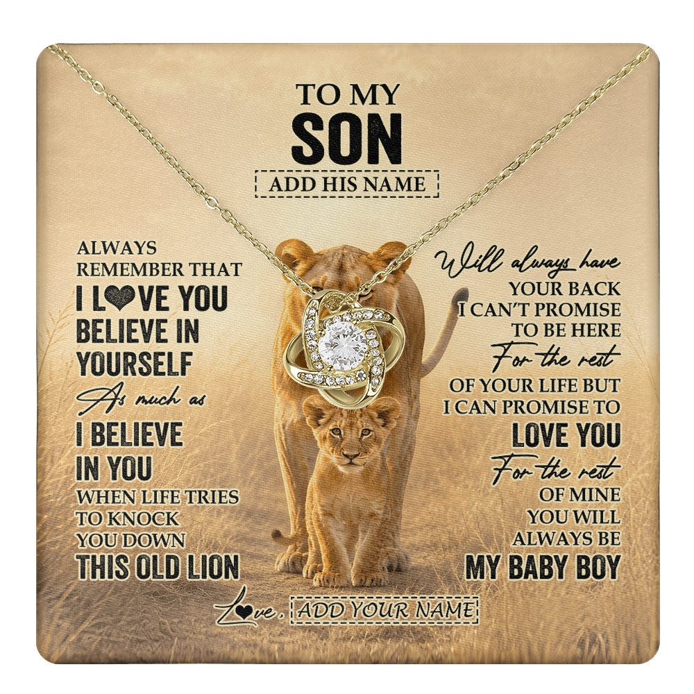 Love Knot Necklace 18K Yellow Gold Finish | 1 | Personalized To My Niece Gifts Necklace From Aunt Auntie Always Remember Lion Gifts For Niece Birthday Graduation Christmas Custom Gift Box Message Card | https://teecentury.