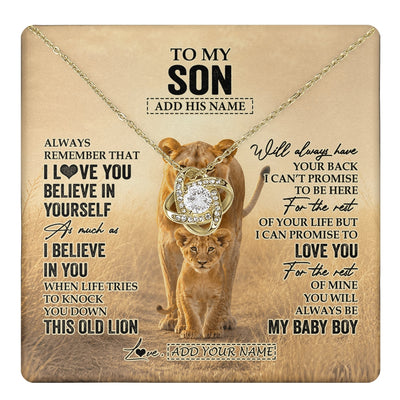 Love Knot Necklace 18K Yellow Gold Finish | 1 | Personalized To My Niece Gifts Necklace From Aunt Auntie Always Remember Lion Gifts For Niece Birthday Graduation Christmas Custom Gift Box Message Card | https://teecentury.
