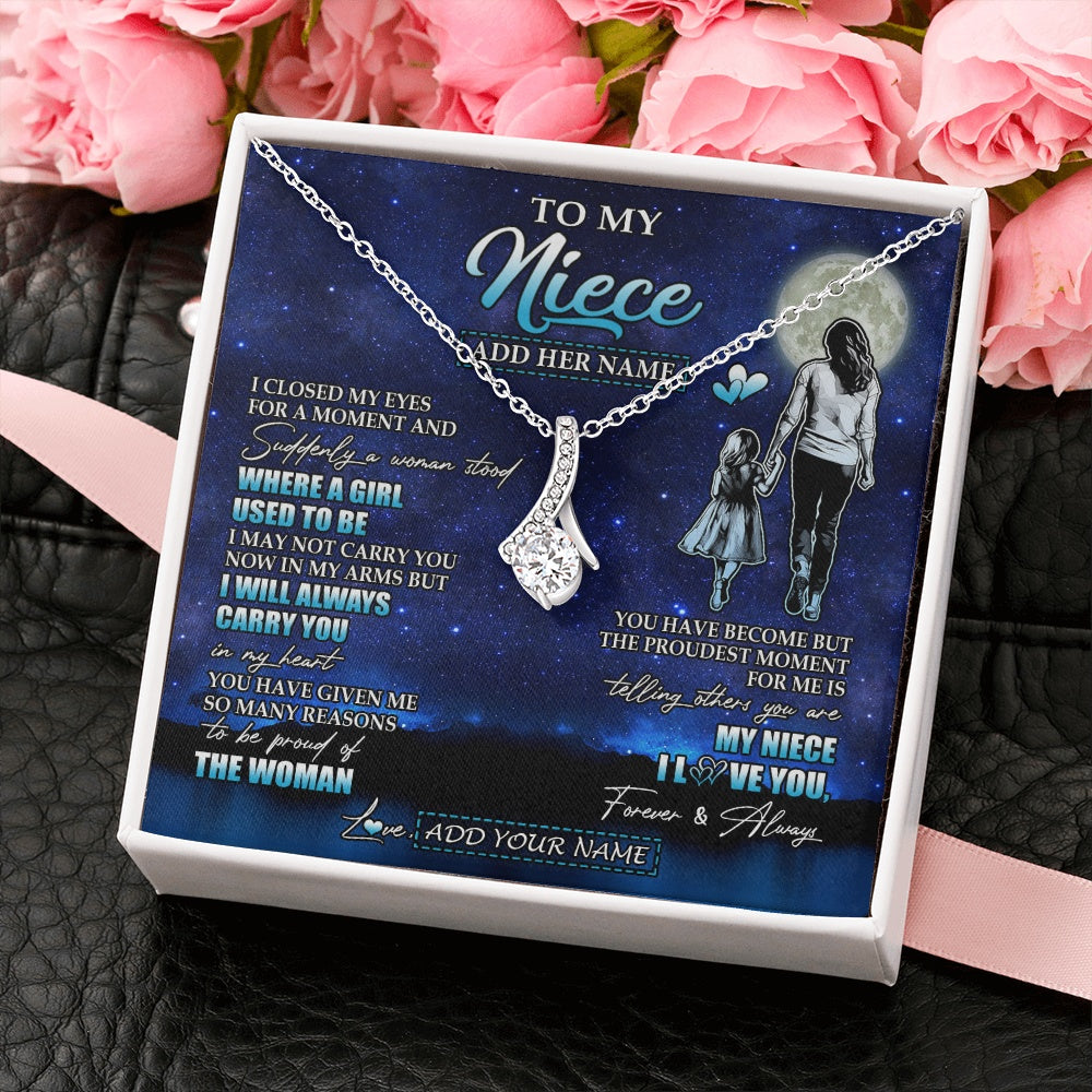 Alluring Beauty Necklace 14K White Gold Finish | 2 | Personalized To My Niece Gifts Necklace From Aunt Auntie I Closed My Eyes For A Moment Niece Birthday Graduation Christmas Customized Gift Box Message Card | teecentury.myshopify