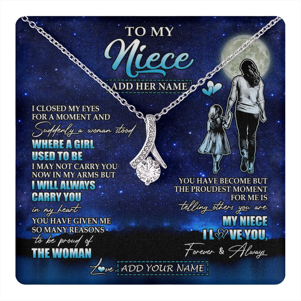 Alluring Beauty Necklace 14K White Gold Finish | 1 | Personalized To My Niece Gifts Necklace From Aunt Auntie I Closed My Eyes For A Moment Niece Birthday Graduation Christmas Customized Gift Box Message Card | teecentury.myshopify